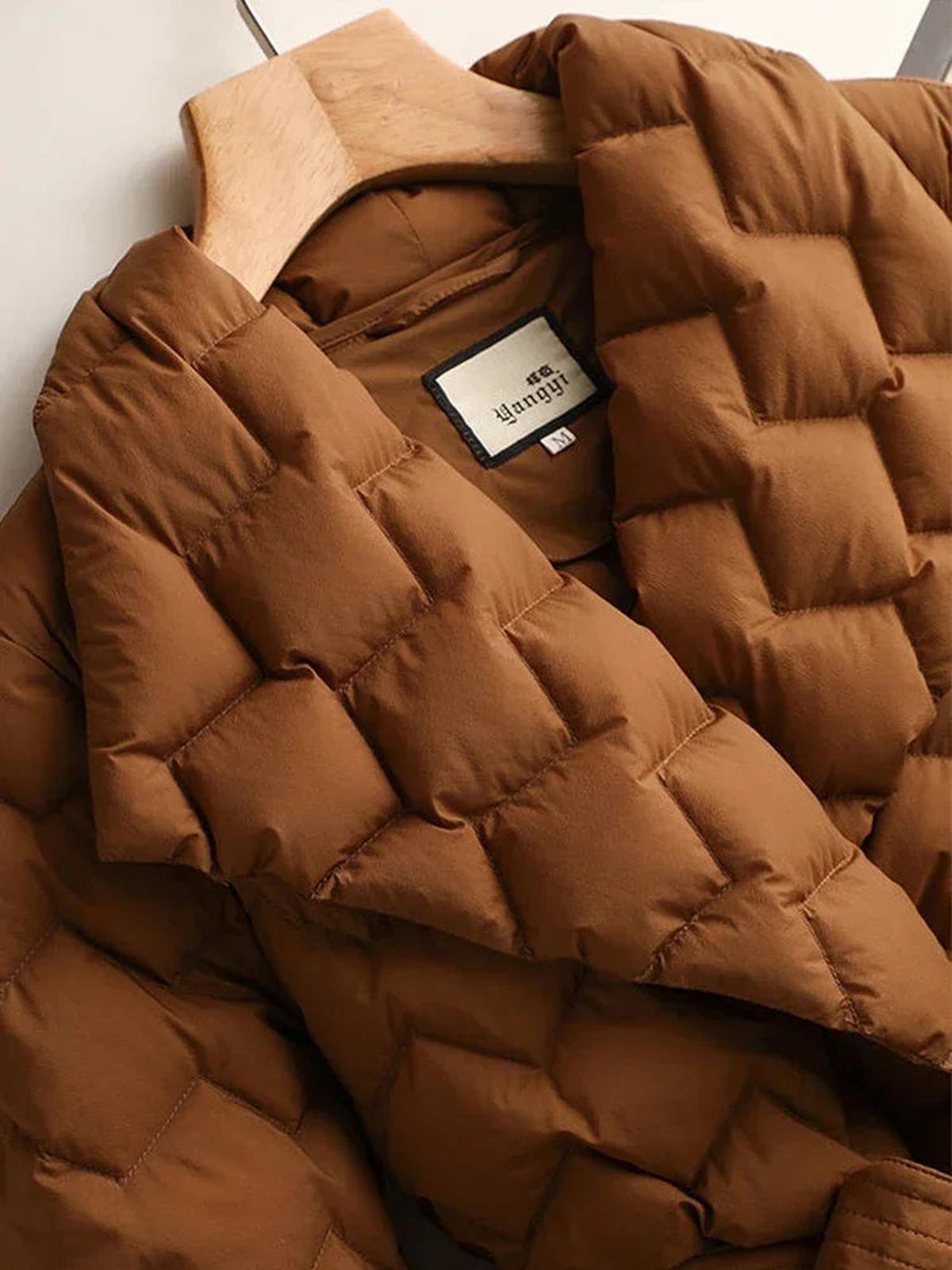 WW | Gepolsterte Damenjacke mit Gürtel Für Lässige Winterkleidung