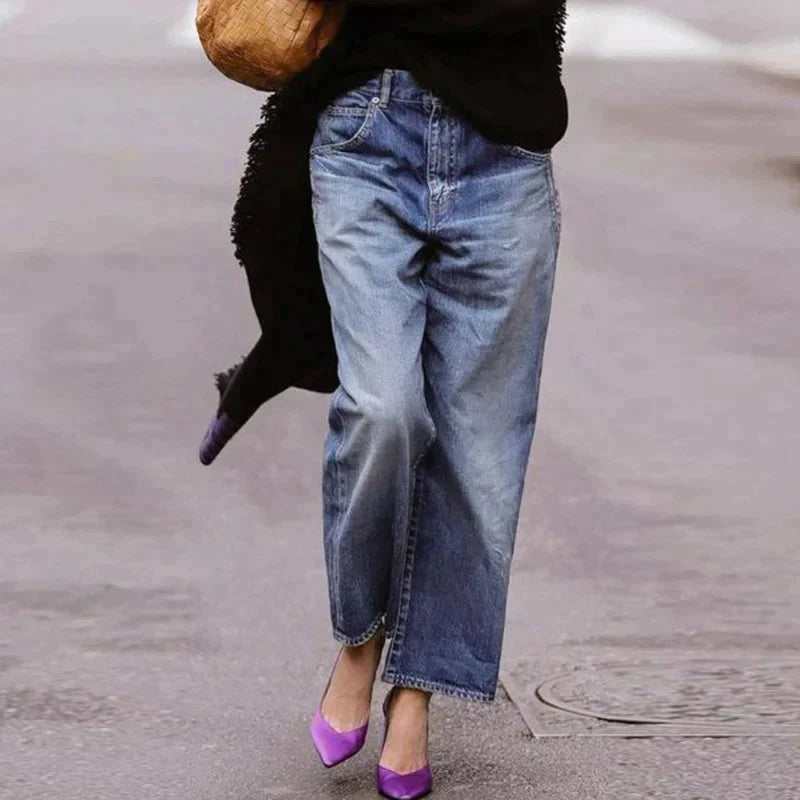 WW | High Waist Wide Leg Comfortable Loose Fit Classic 5-Pocket Design