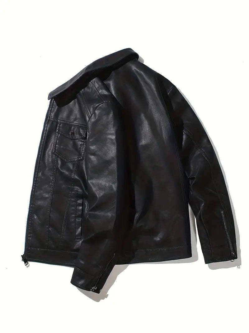 WW | Klassische Motorradhjacke für Herren Schwarz
