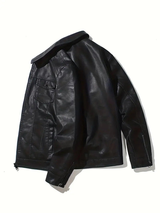 WW | Klassische Motorradhjacke für Herren Schwarz