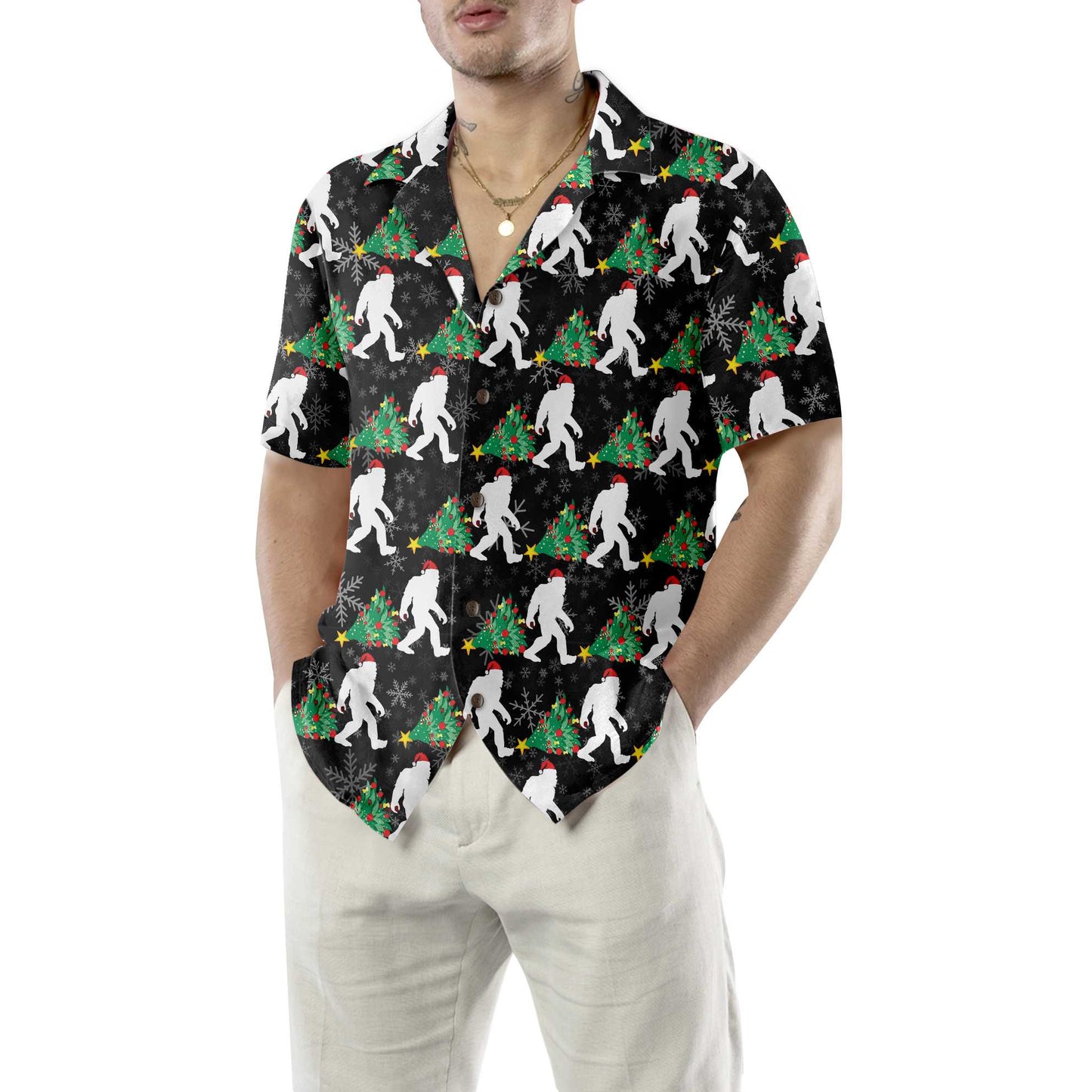 WW | Bigfoot Für Weihnachten Hawaiian Shirt, Bigfoot Weihnachts Shirt, Lustige Weihnachtsgeschenk Idee