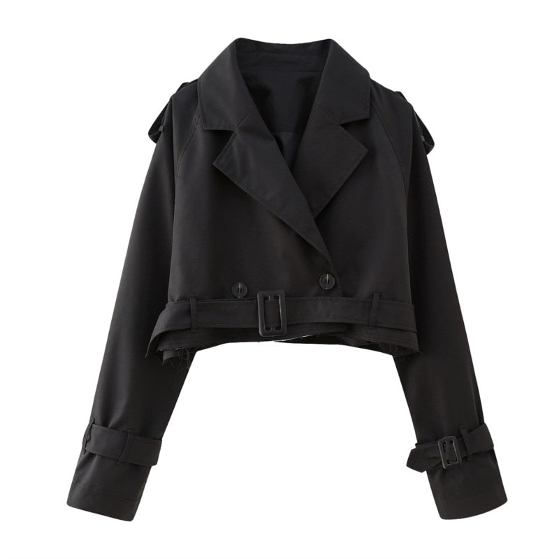 WW | Jacke Gürtel Kurz Trenchjacke Damenjacke