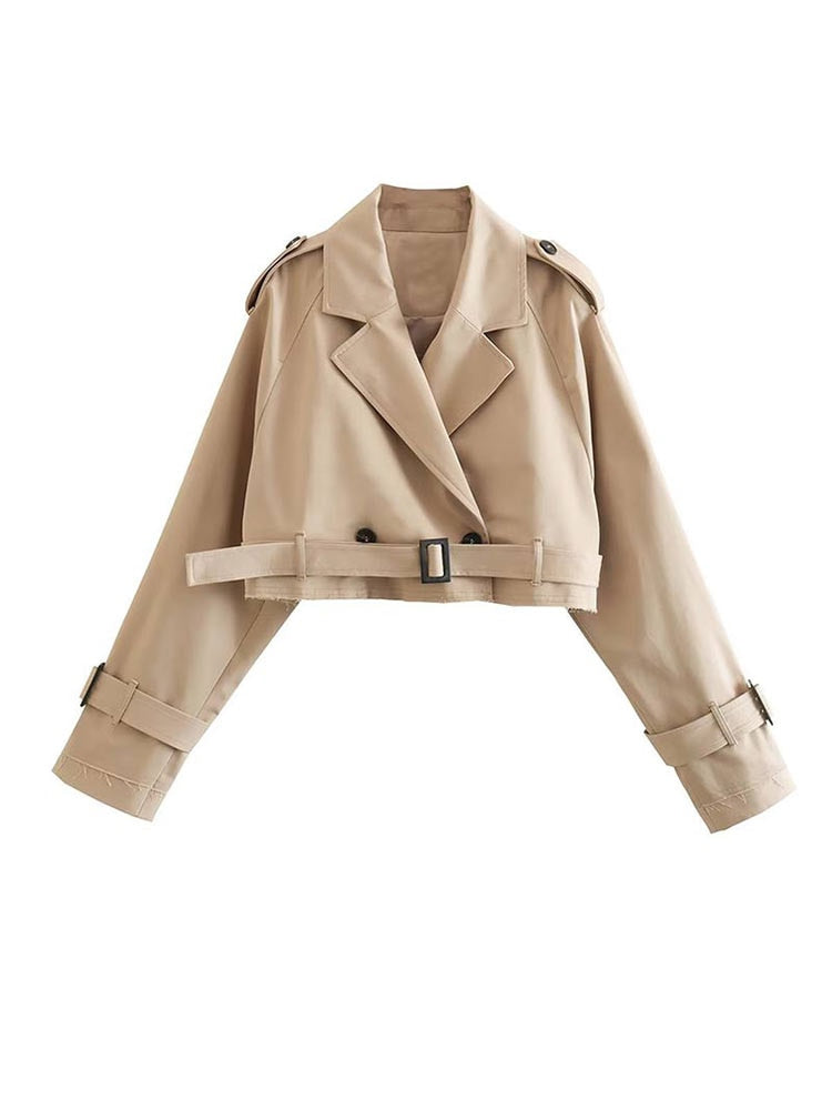 WW | Jacke Gürtel Kurz Trenchjacke Damenjacke