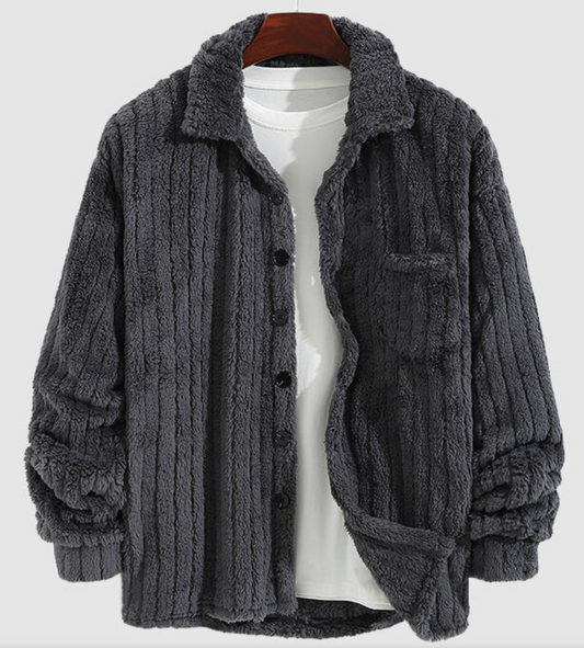 WW | Casual, Warm, Solid-Colored, Fuzzy Fleece Jacket for Men