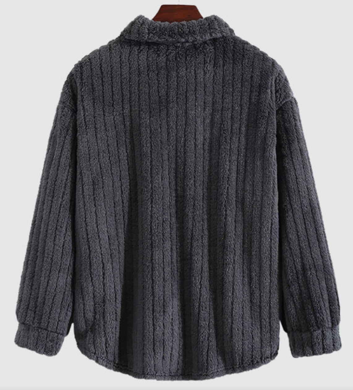 WW | Casual, Warm, Solid-Colored, Fuzzy Fleece Jacket for Men
