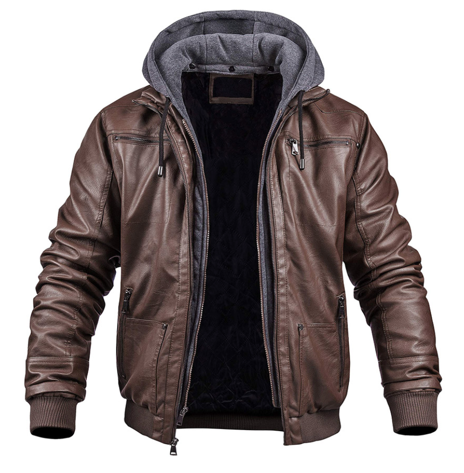 WW | Stylish Premium Leather Winter Jacket With Hood