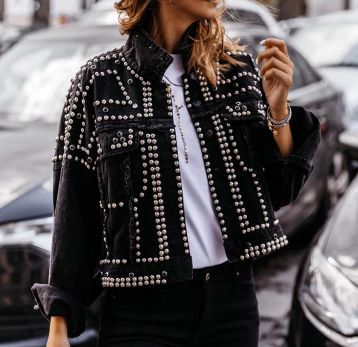 WW | Damen Studded Bomberjack mit Knopffront