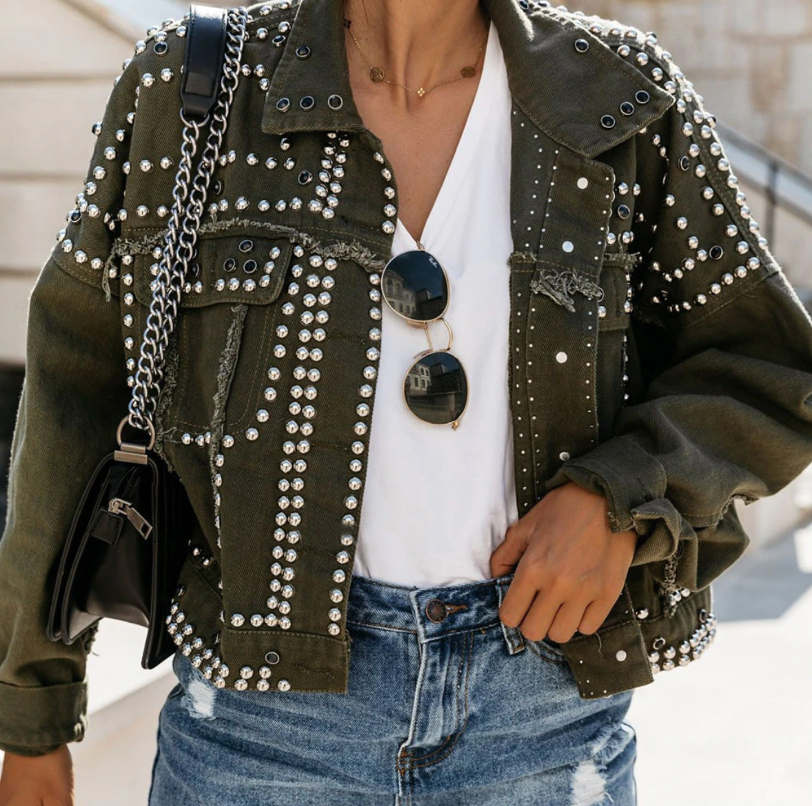 WW | Damen Studded Bomberjack mit Knopffront