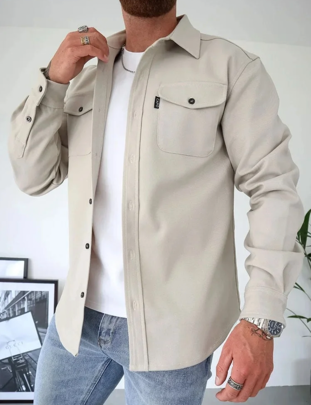 WW | Herren Knopf Freizeitjacke - Langarm