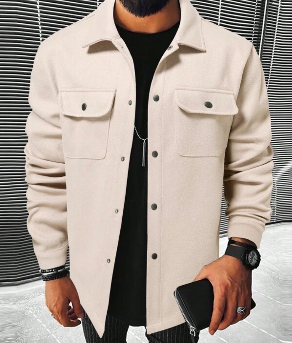 WW | Shirt jacket wool blend regular fit button fastening chest pockets