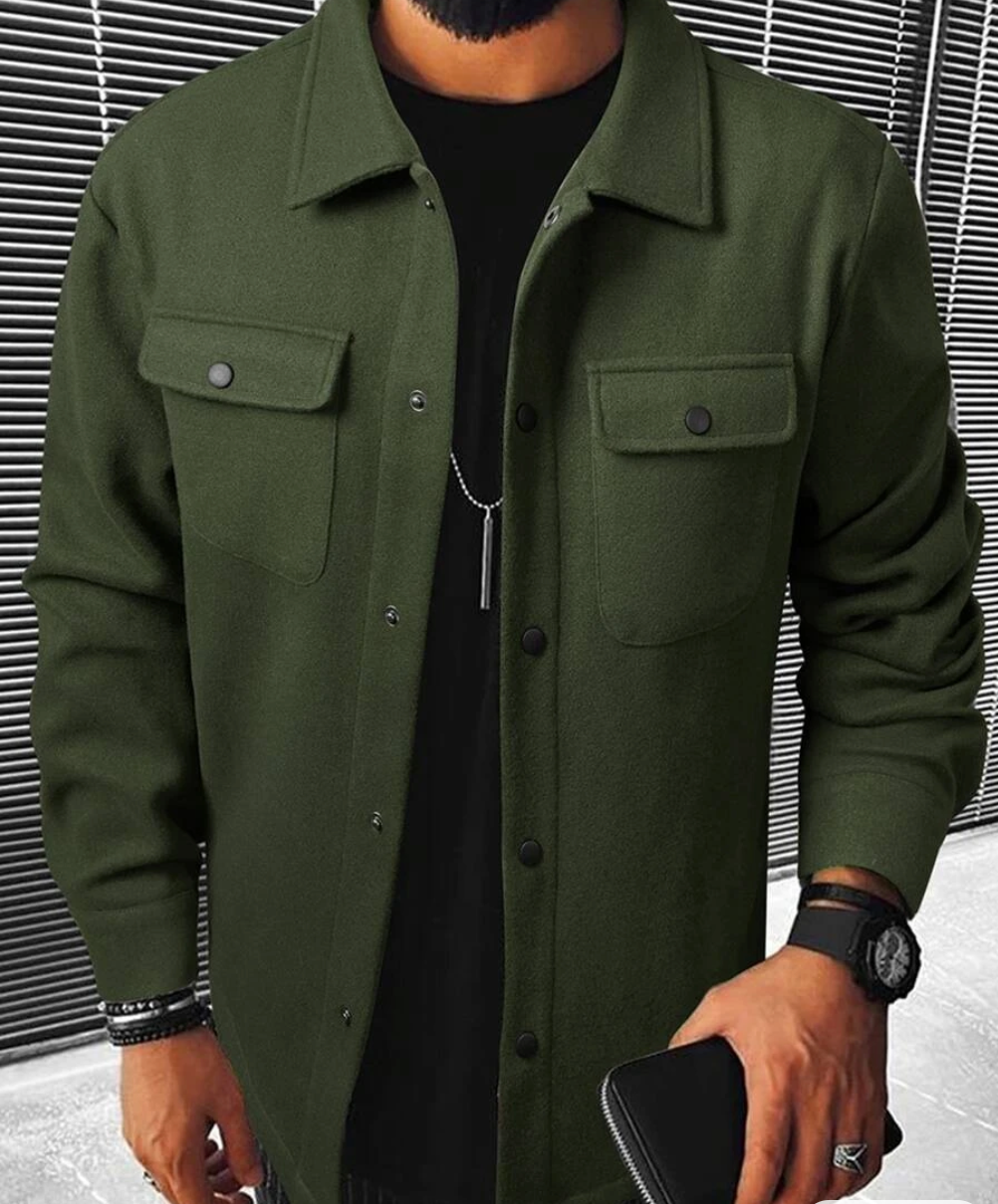 WW | Shirt jacket wool blend regular fit button fastening chest pockets