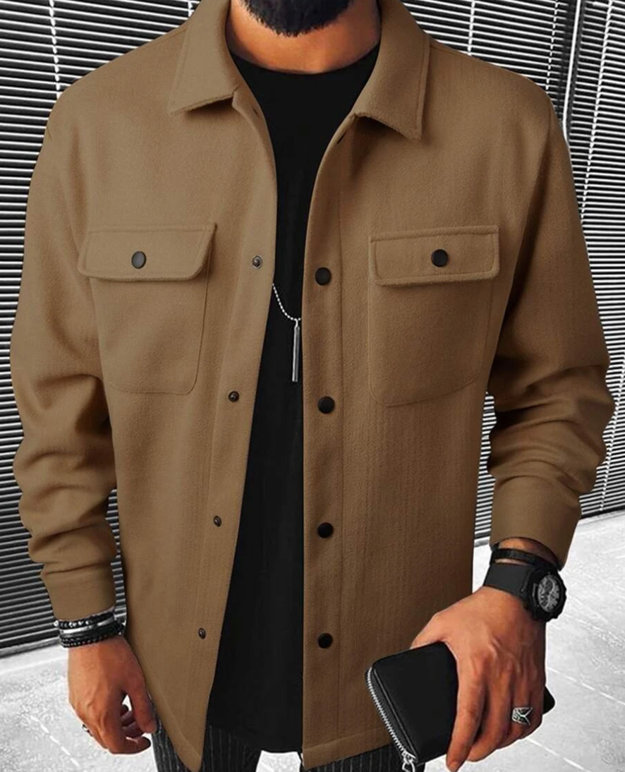 WW | Shirt jacket wool blend regular fit button fastening chest pockets