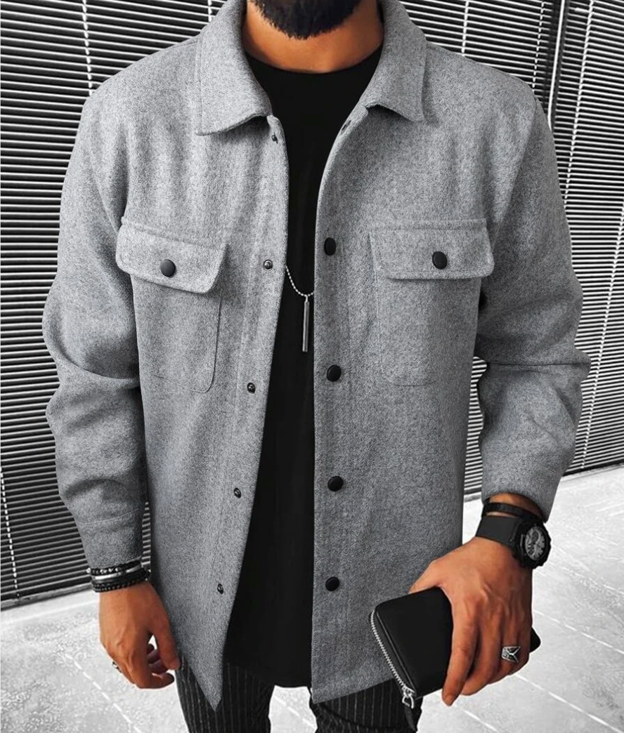 WW | Shirt jacket wool blend regular fit button fastening chest pockets