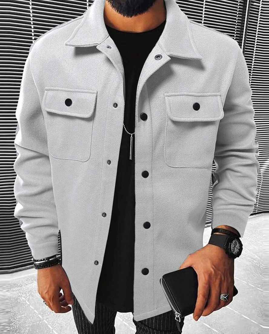 WW | Shirt jacket wool blend regular fit button fastening chest pockets