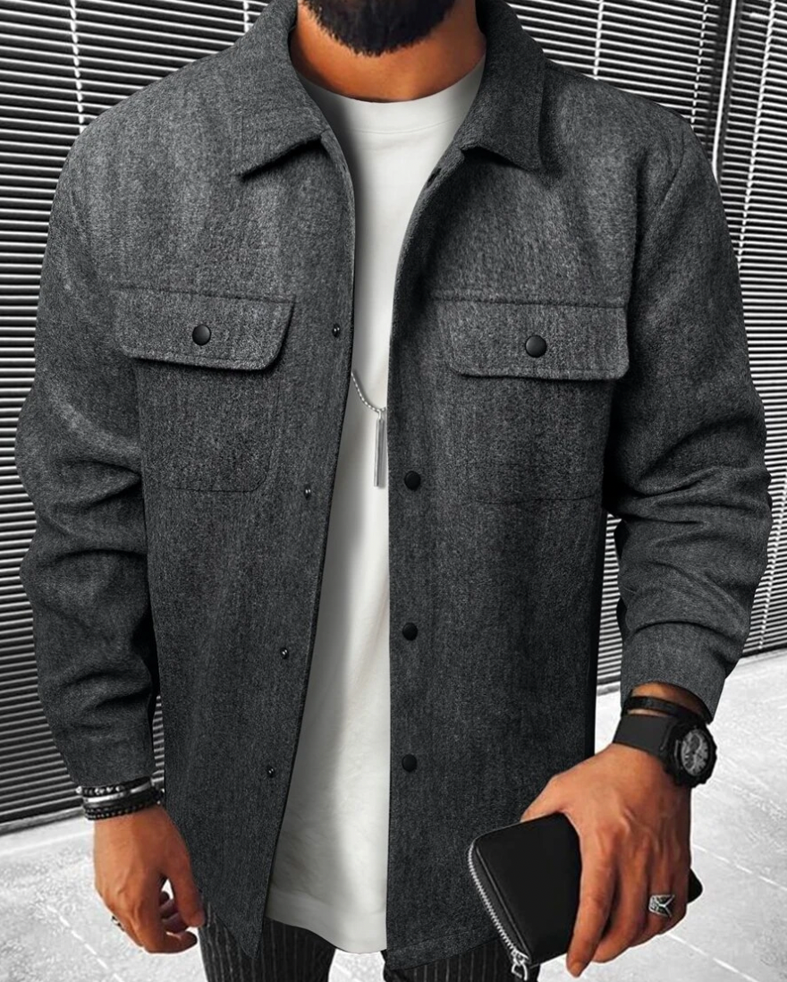 WW | Shirt jacket wool blend regular fit button fastening chest pockets
