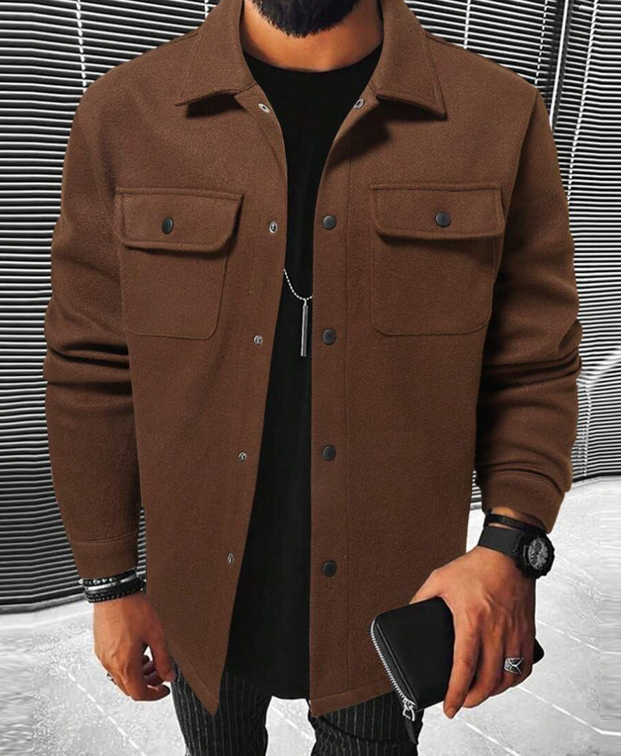 WW | Shirt jacket wool blend regular fit button fastening chest pockets