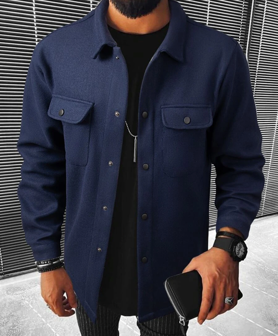 WW | Shirt jacket wool blend regular fit button fastening chest pockets