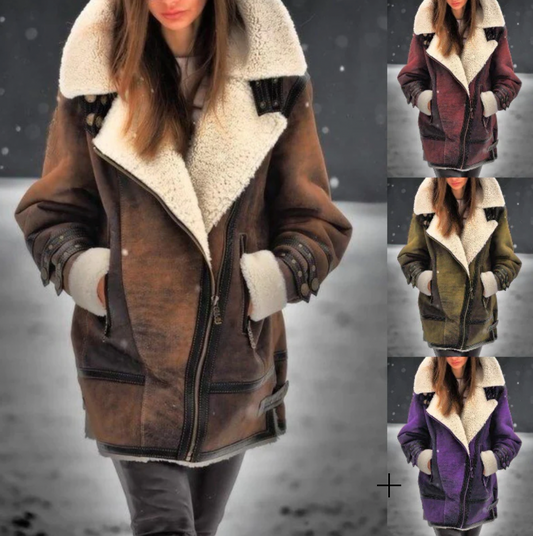 WW | Kunstleder-Pufferjacke mit warmem Fleece-Futter