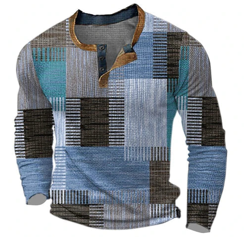 WW | Patchwork Strickpullover - Moderner Henley-Stil für Herbst & Winter