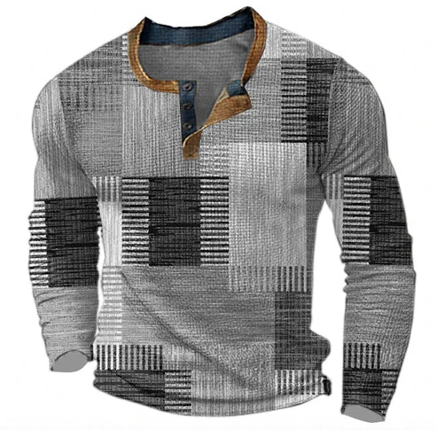 WW | Patchwork Strickpullover - Moderner Henley-Stil für Herbst & Winter