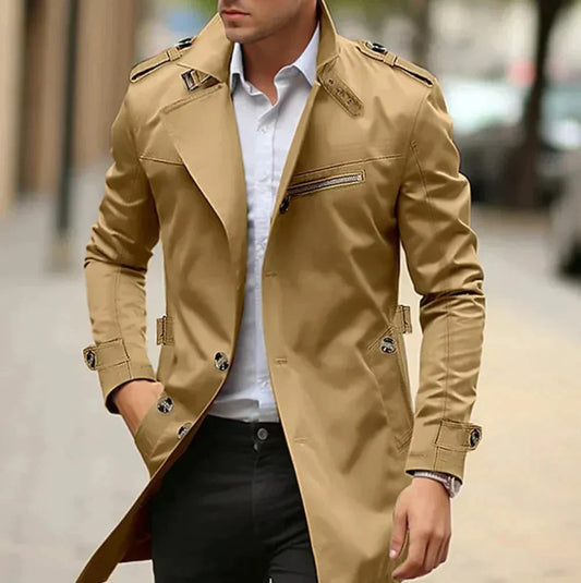 WW | Men's Winter Coat with Lapel Collar and Belt Detail