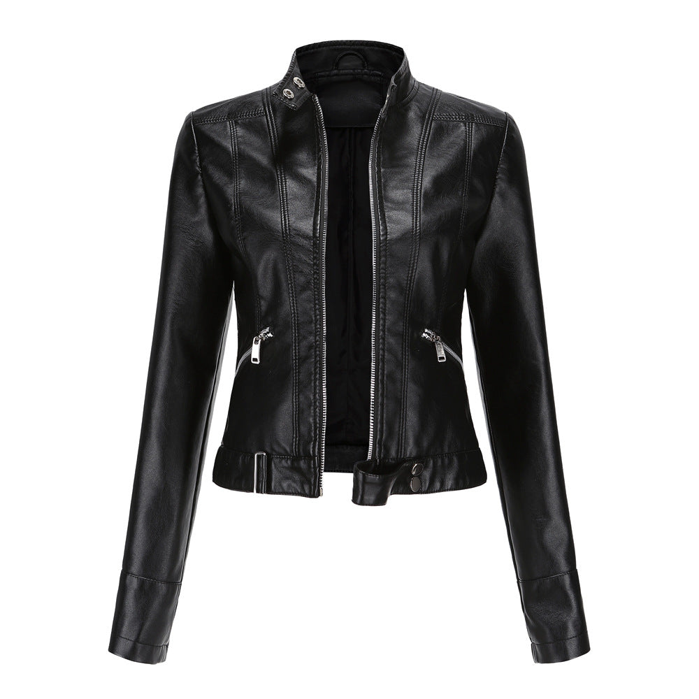 WW | Leather jacket with zip pockets