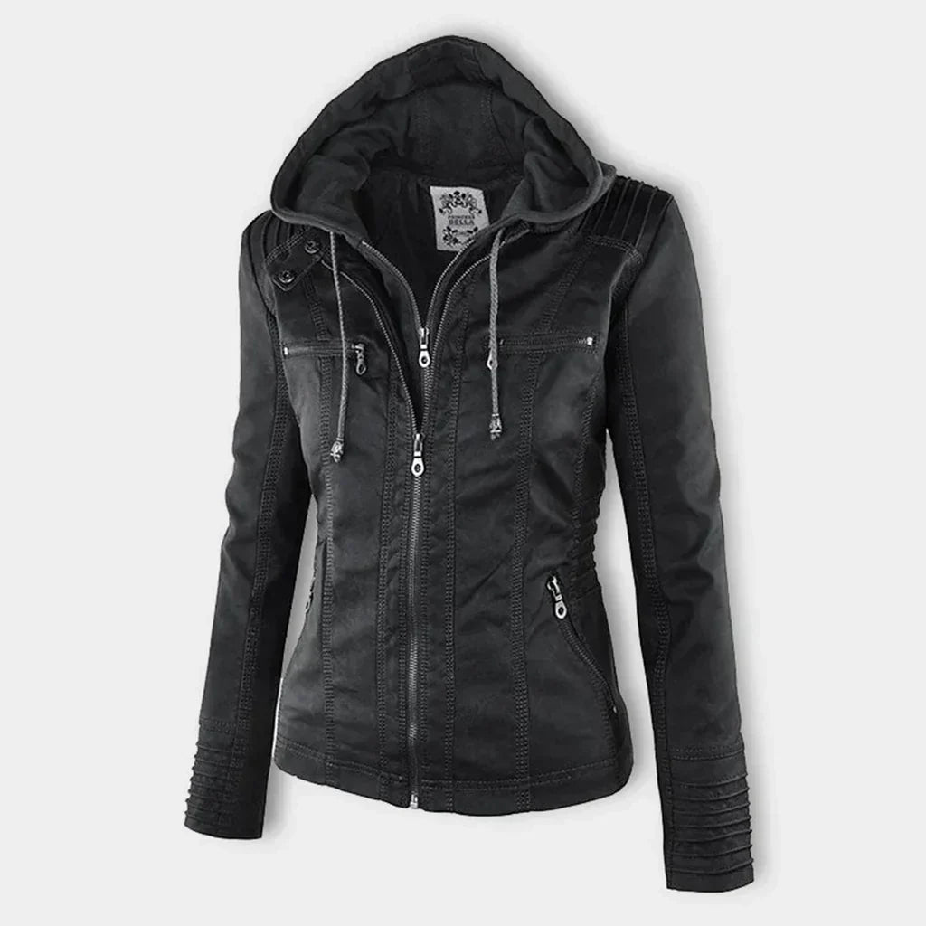 WW | Lederjacke für Damen mit Kapuze