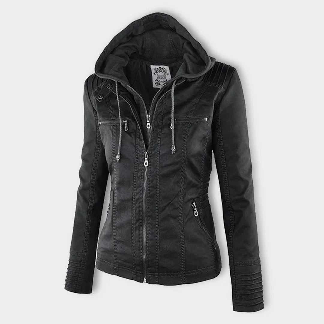 WW | Kunstlederjacke mit Kapuze - Urban Style & Allwetter-Schutz