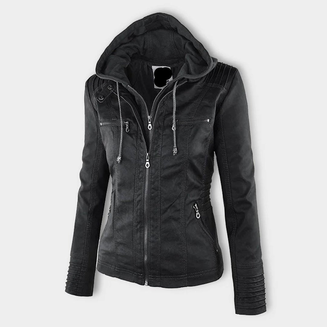 WW | PU Lederjacke mit Kapuze - Stylisch & Vielseitig - Mit Reißverschluss - Lässige Herbst- & Winterbekleidung