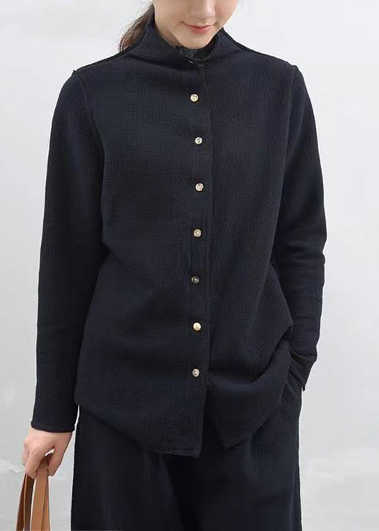 WW | Button Patchwork Loose Cotton Coats Long Sleeves