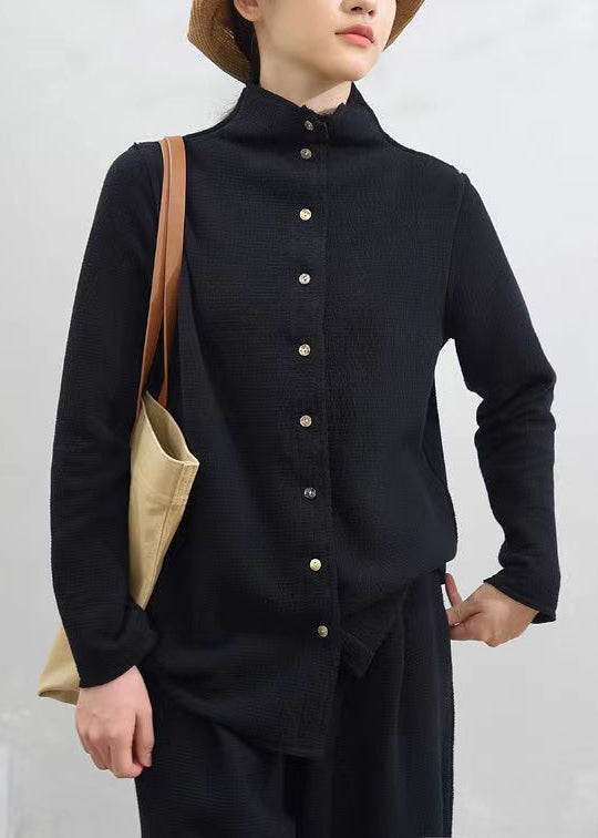 WW | Button Patchwork Loose Cotton Coats Long Sleeves