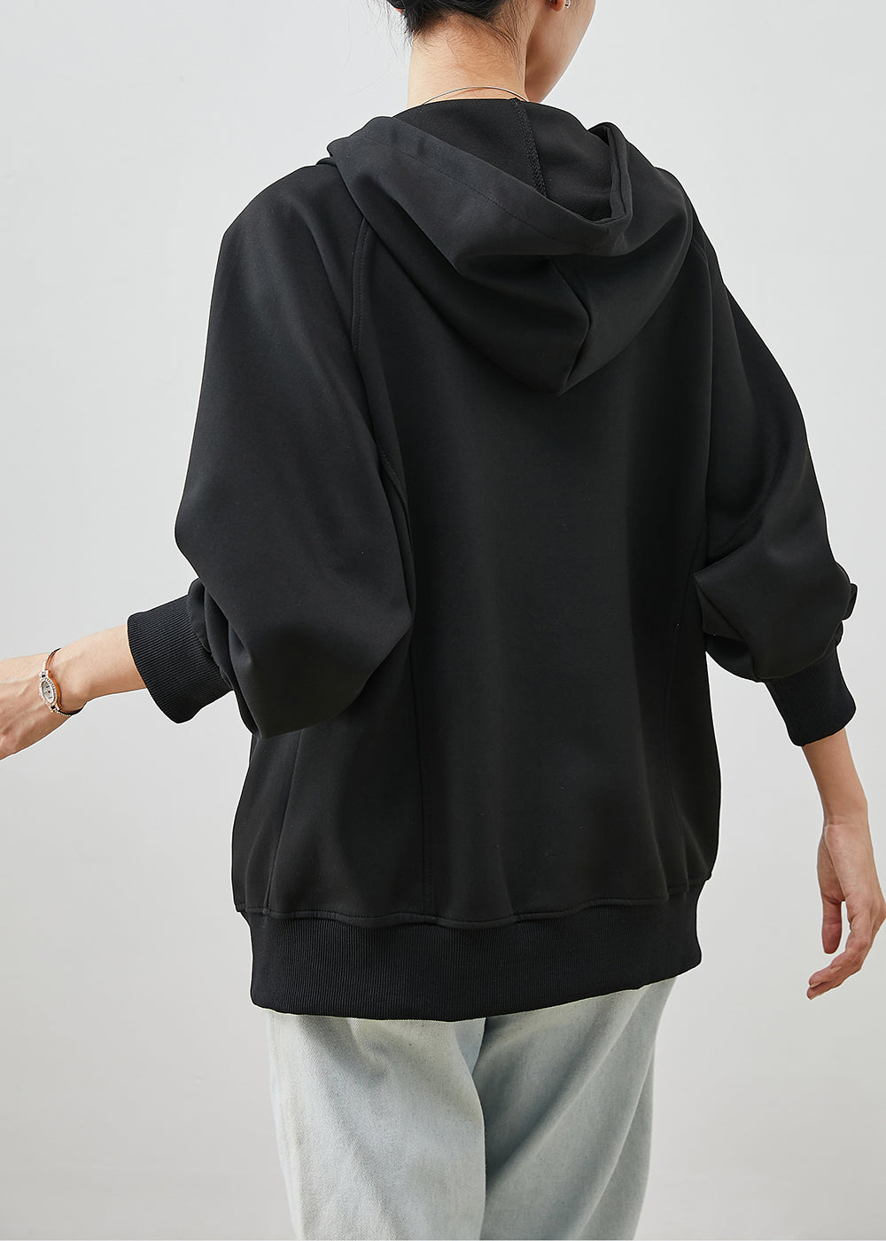 WW | Baumwoll lockere Sweatshirt Mäntel mit Kapuze