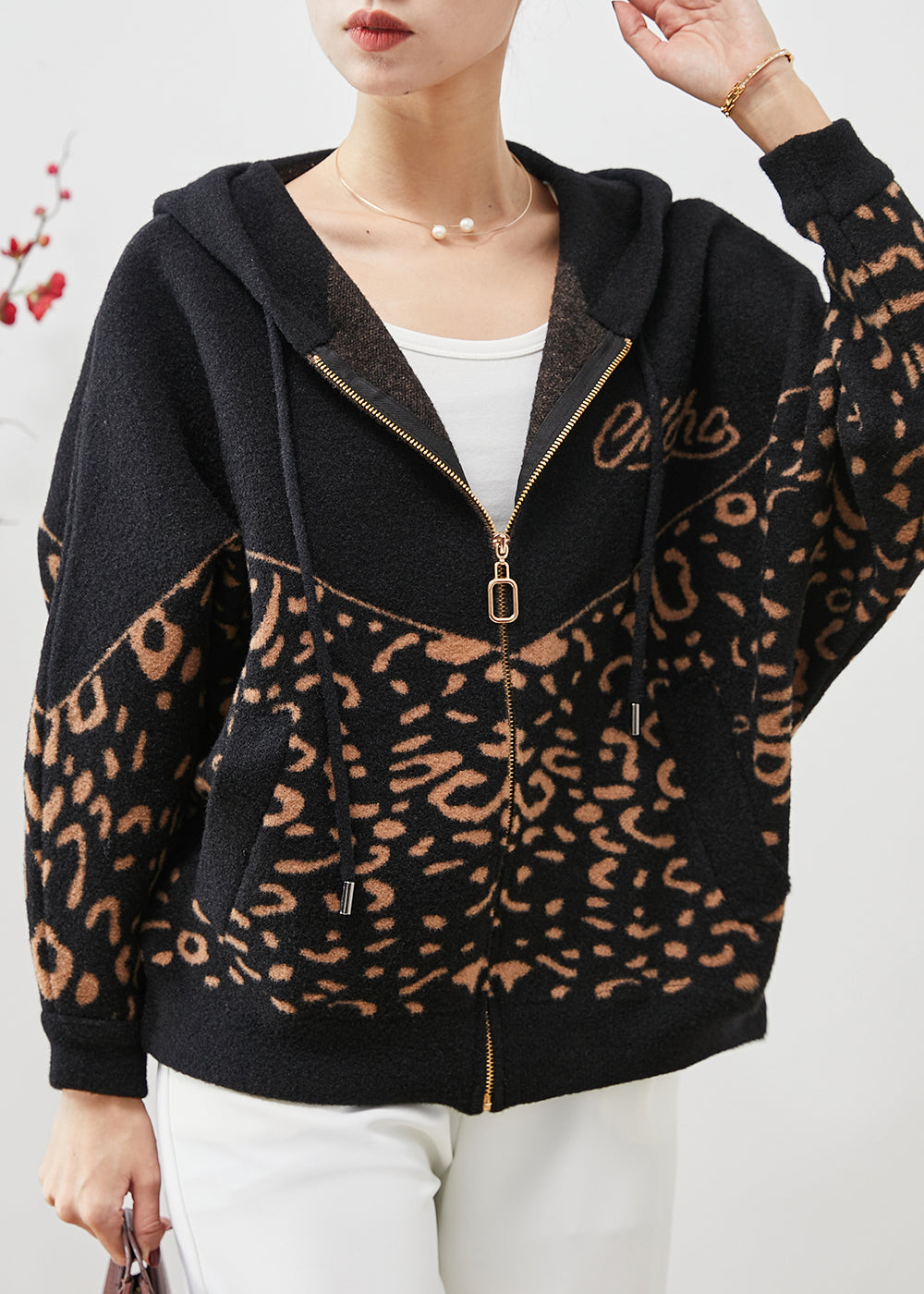 WW | Leopard Print Hooded Wool Jackets