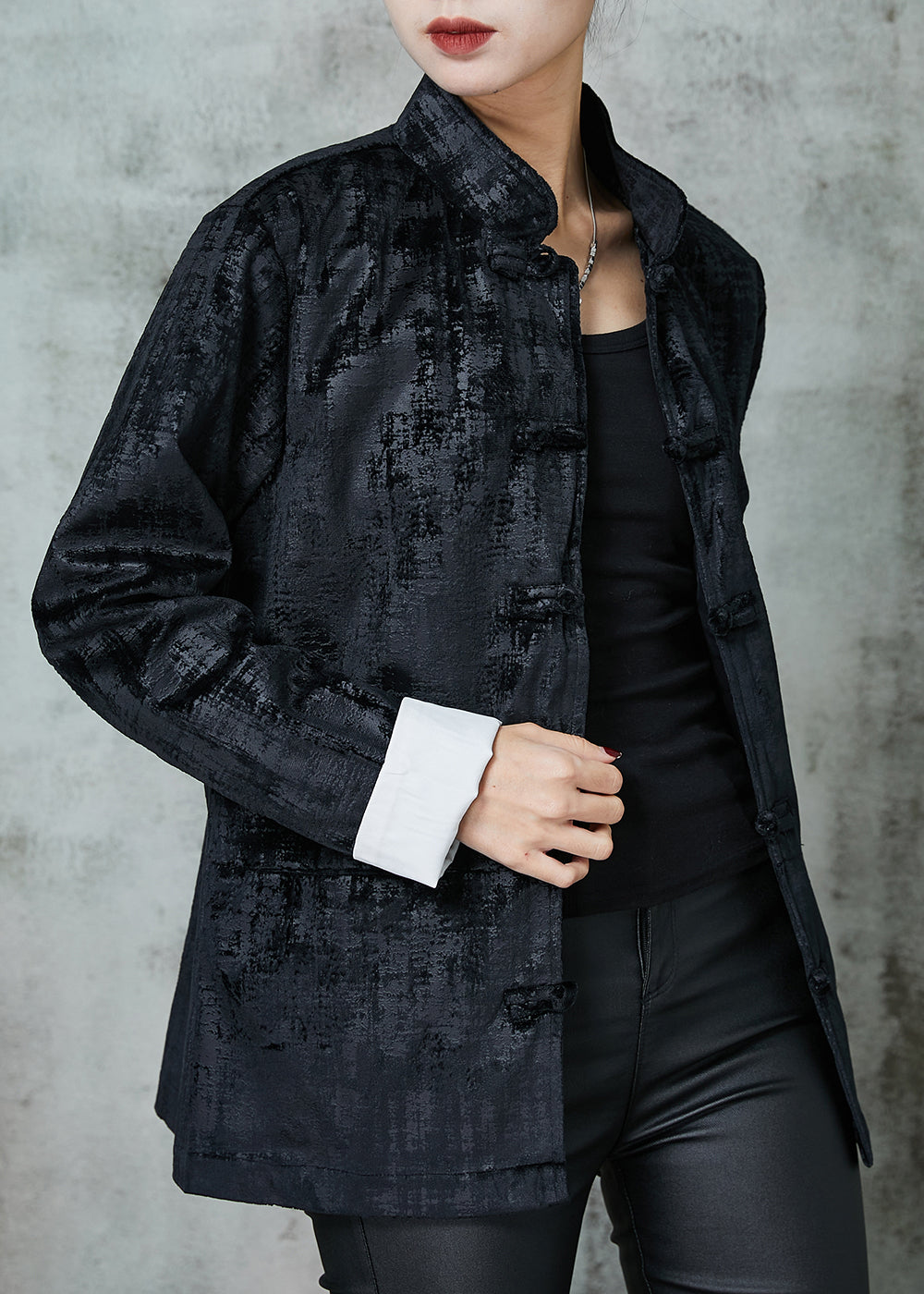 WW | Oriental Cotton Jackets Mandarin-Kragen Taschen