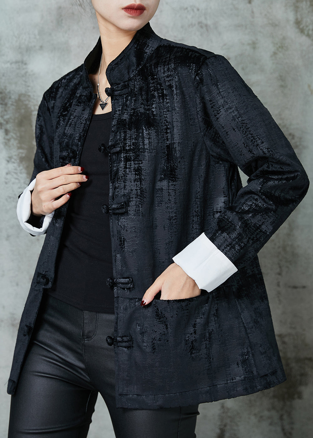 WW | Oriental Cotton Jackets Mandarin Collar Pockets