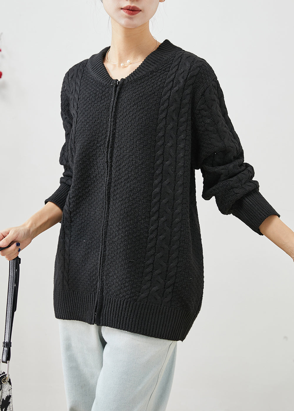 WW | Oversized Warm Cable Knit Cardigans With Zipper