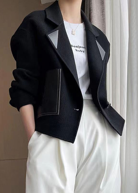 WW | Patchwork Wool Coats Oversized Button Closure