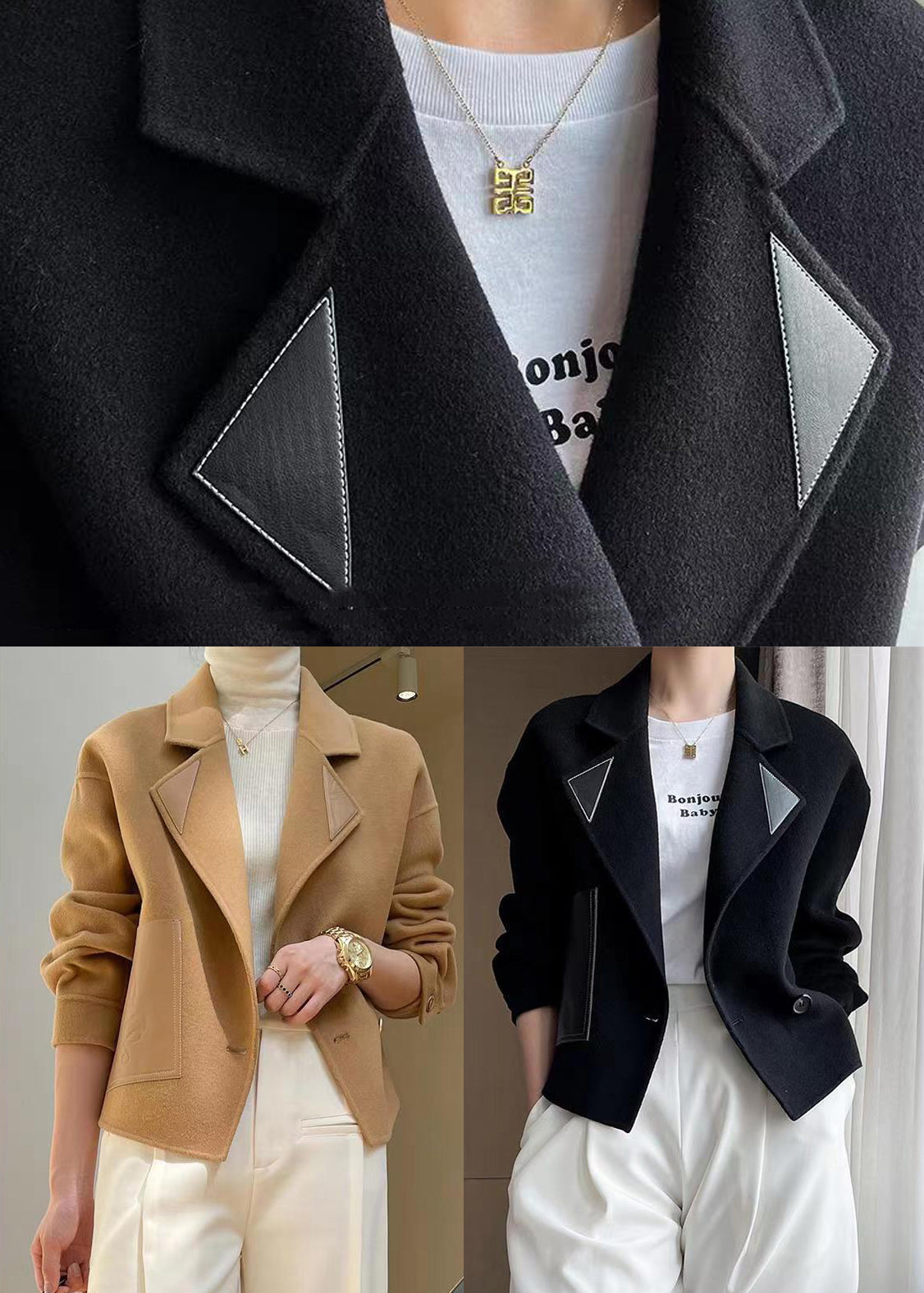 WW | Patchwork Wool Coats Oversized Button Closure