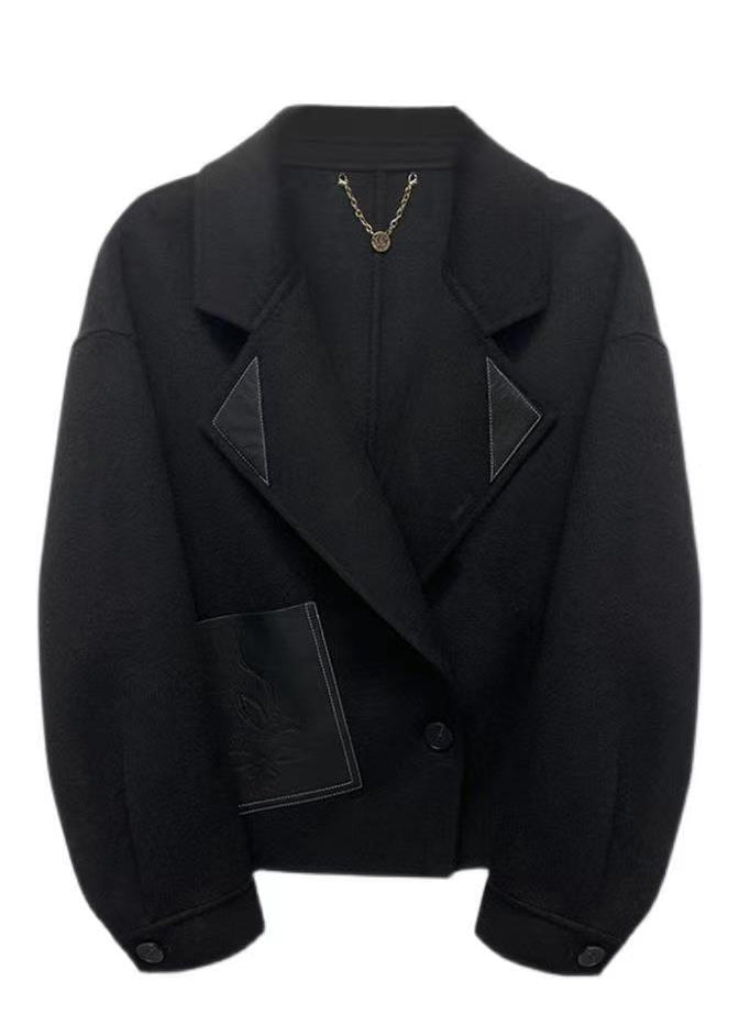 WW | Patchwork Wool Coats Oversized Button Closure