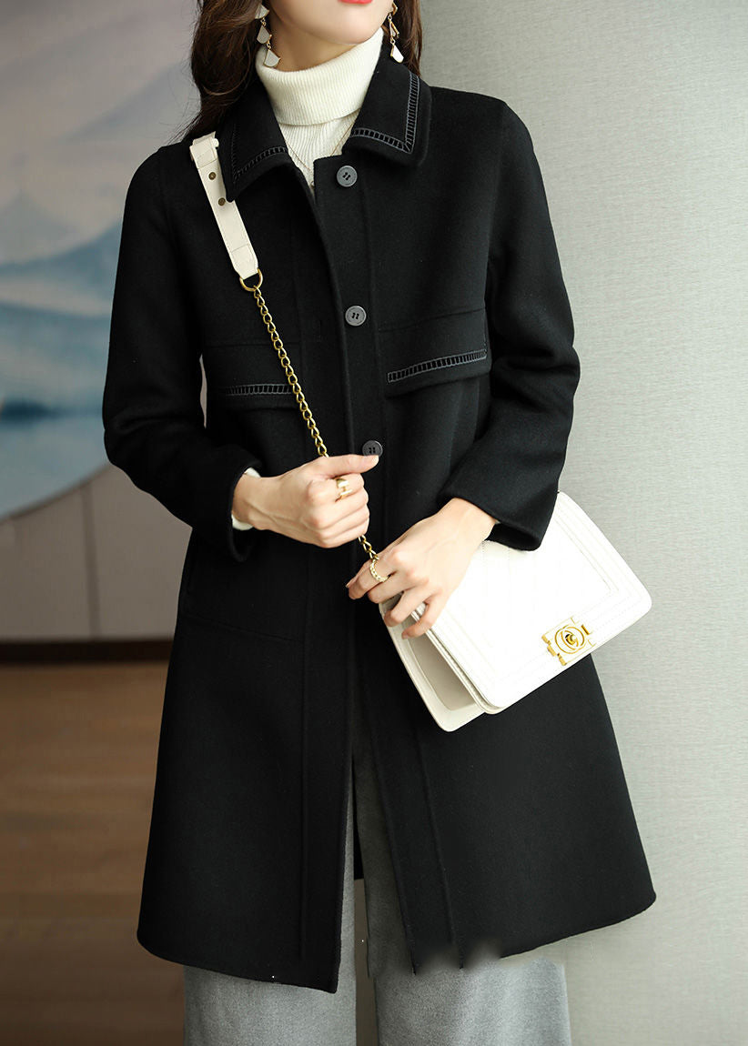 WW | Patchwork Wool Trench Coats Lapel Collar Button Closure