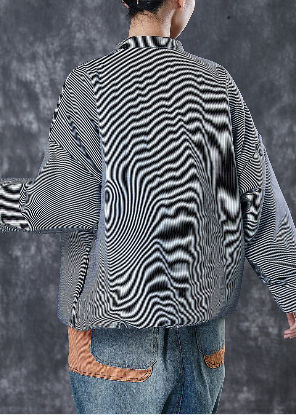 WW | Striped fine cotton filled jackets with Chinese knot Winter