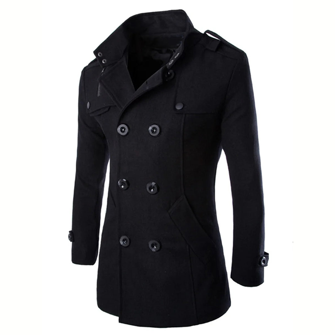 WW | Tailored fit Wool Double-breasted High collar Shoulder epaulets