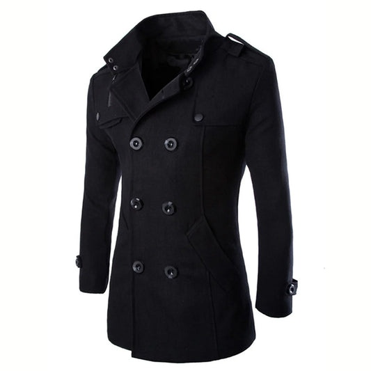 WW | Tailored fit Wool Double-breasted High collar Shoulder epaulets