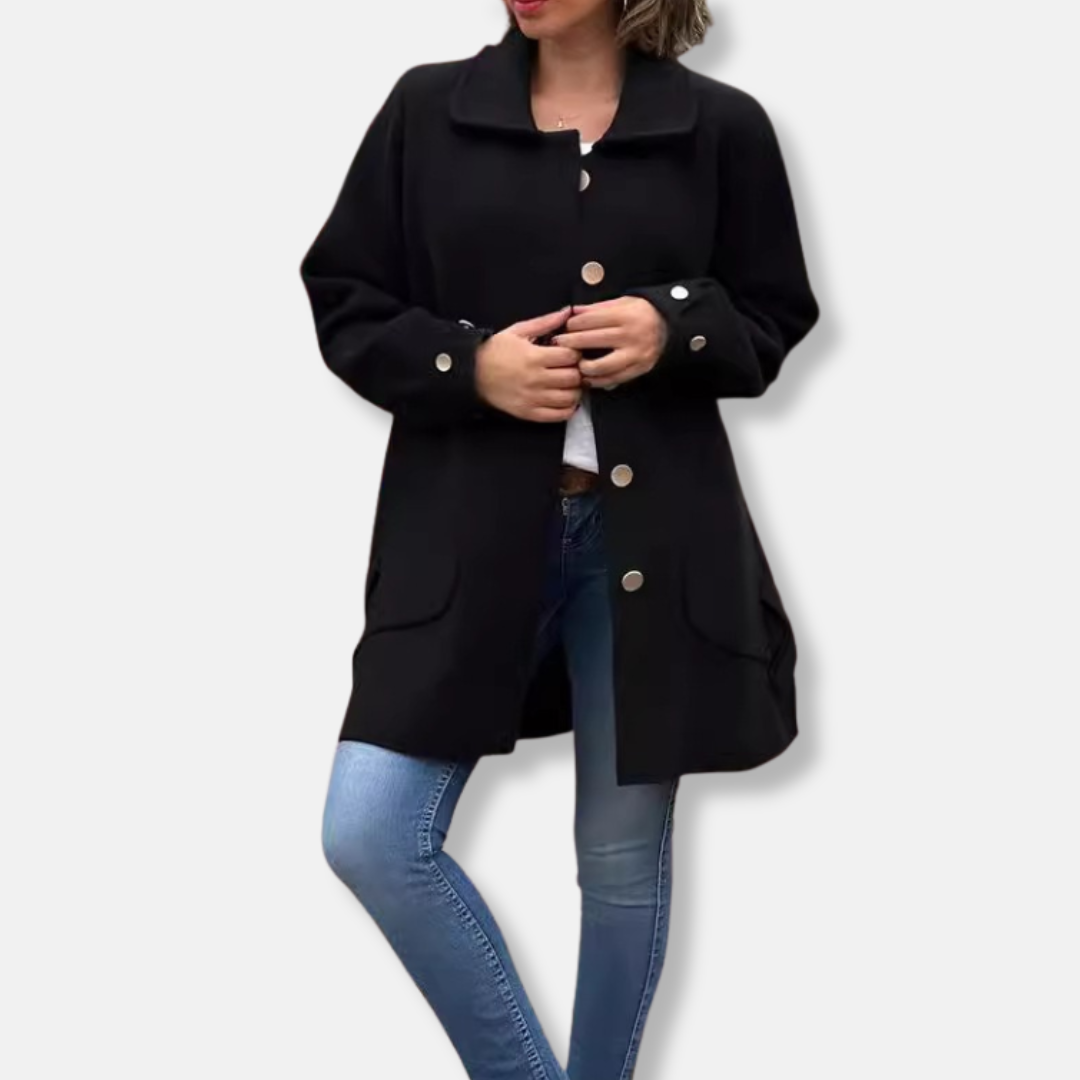 WW | Long Coat Casual Fit Wool-Look Single-Breasted with Decorative Buttons