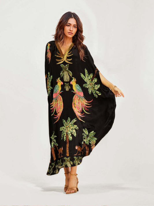 Elvara™ | Dress with Tropical Parrot Print