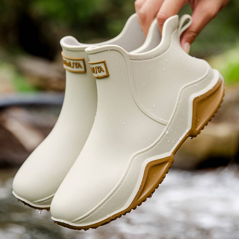 WW | Comfortable Black Waterproof Ankle Boots - Orthopedic Rubber Shoes for Women for Everyday Use