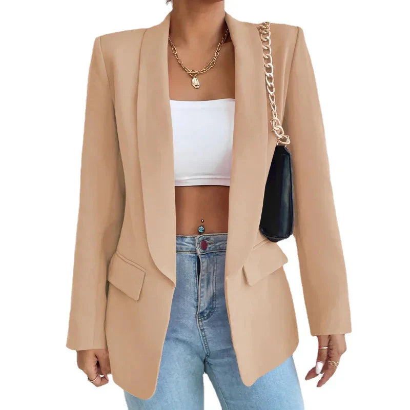 WW | Open Front Long Blazer Jacket Women's Clothing