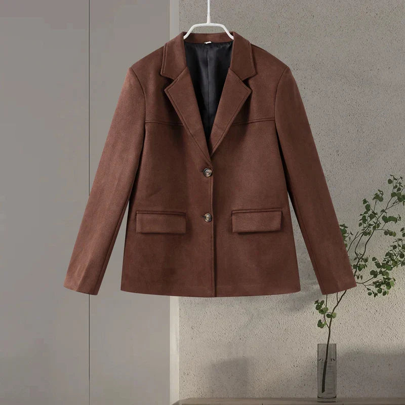 WW | Braun Wildlederreversjacke für Damen für Den Herbst