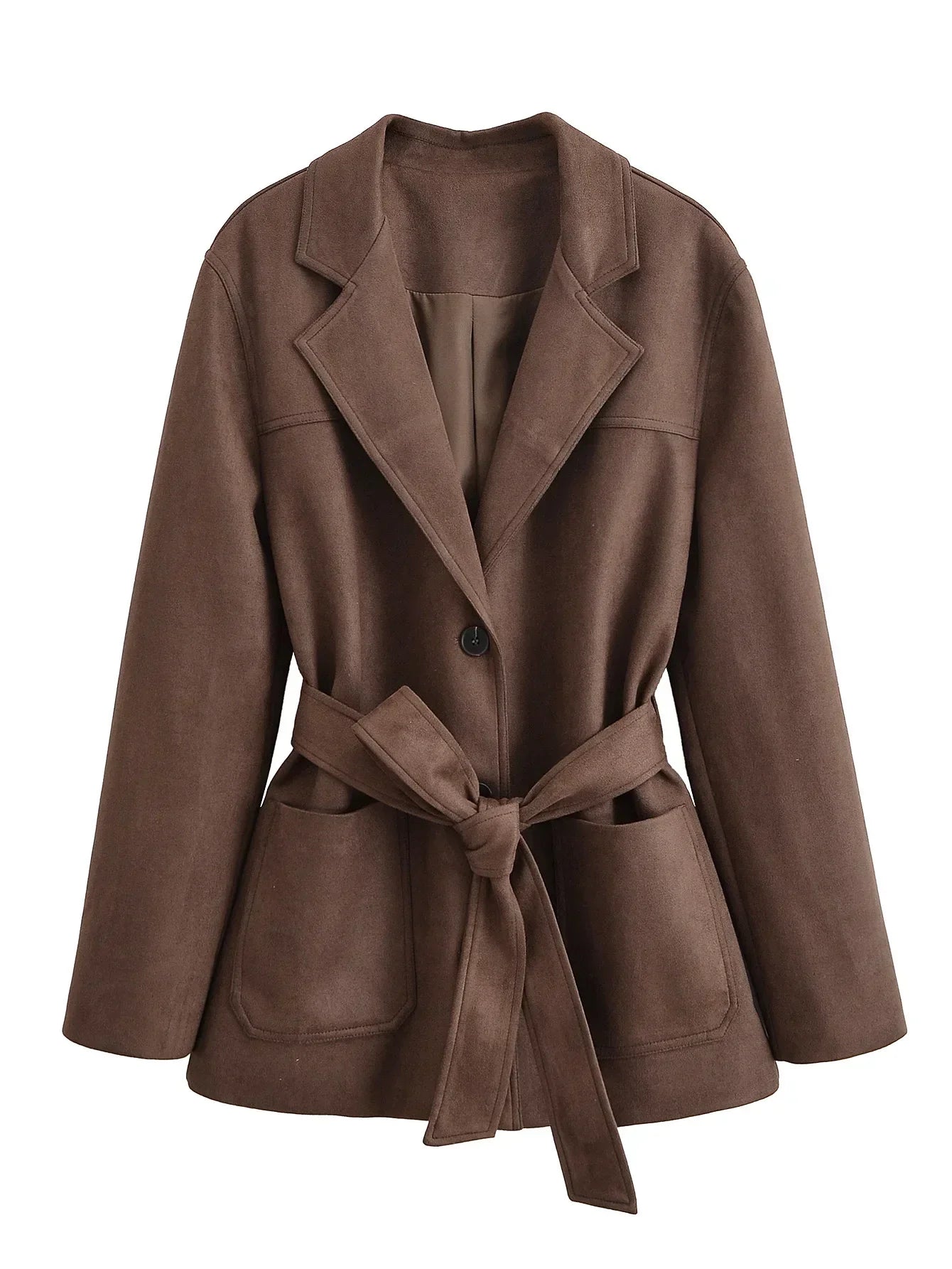 WW | Braun Wildlederreversjacke für Damen für Den Herbst