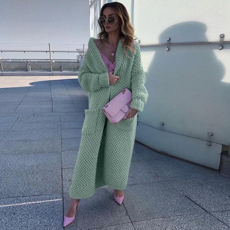 WW | Damen Langer Strickcardigan mit Taschen
